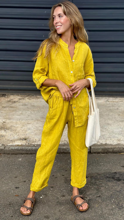 Sunny - Linen shirt and trousers combination set