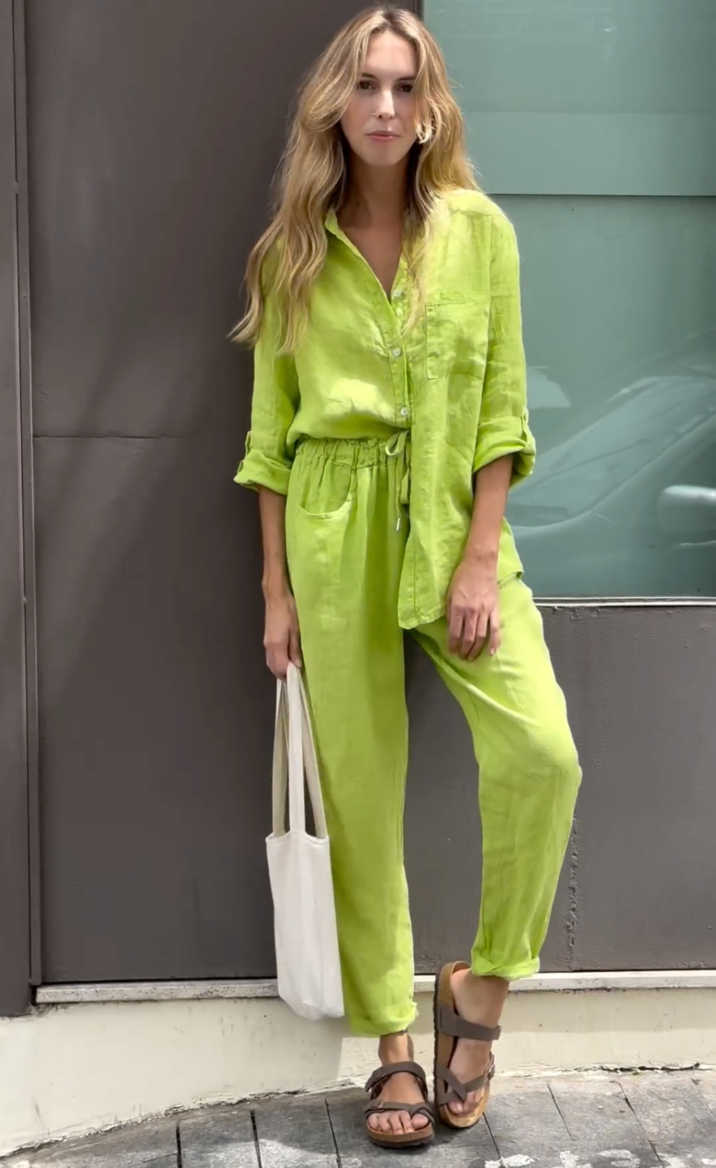 Sunny - Linen shirt and trousers combination set