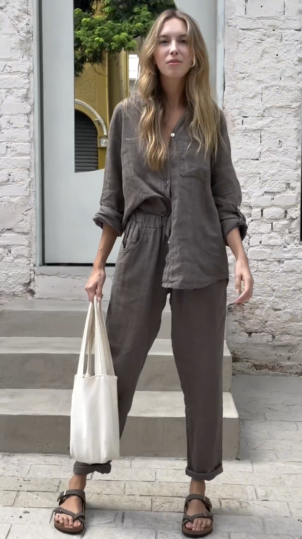 Sunny - Linen shirt and trousers combination set